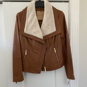 Michael Kors women’s luggage brown leather jacket